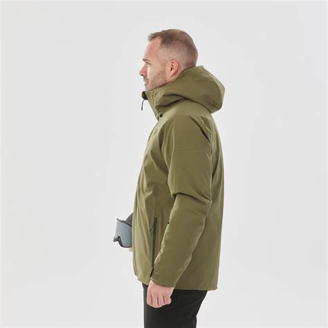 Men's Warm, Waterproof Ski and Snowboard Jacket JKT 500 - Khaki