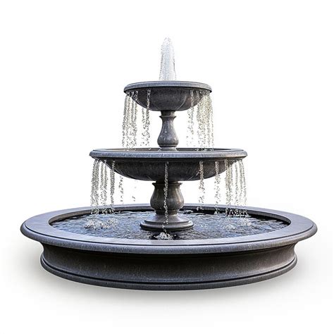 A fountain with water flowing out of it and the fountain has a white ...