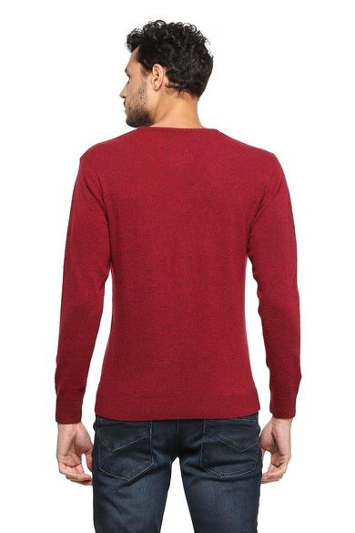 Buy Men Maroon Textured V Neck Sweater Online - 300099 | Peter England