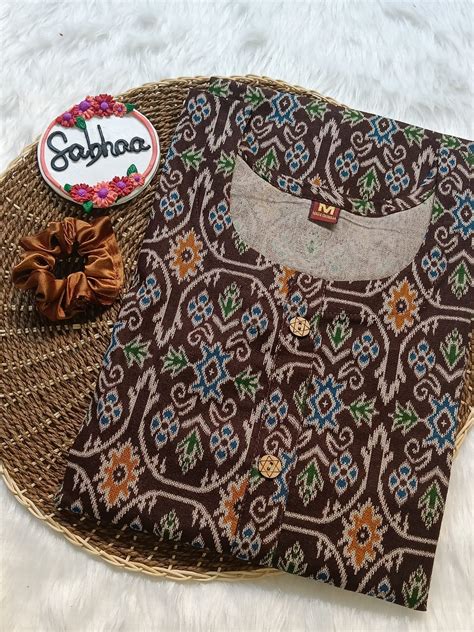 Dark Brown Prosen Print Cotton Kurti – Sabhaa