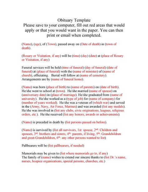 25+ Obituary Templates and Samples - Template Lab