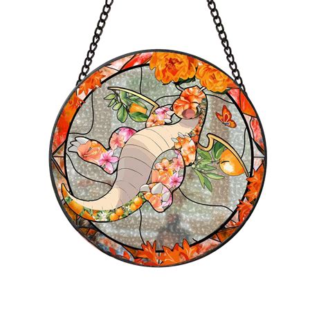 Pokemon Dragonite Autumn Blossom Stained Glass Suncatcher - AnimeBape