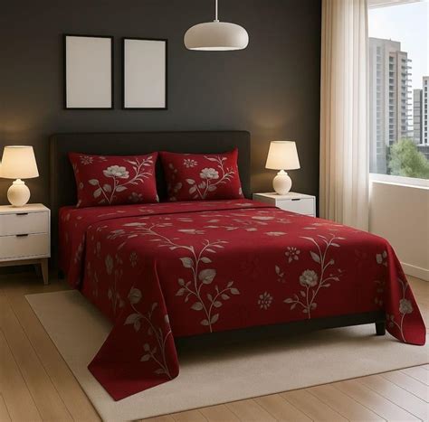 Buy ESPHIRE Superfine Cotton Double Bed Bedsheet (90x100 Inches) with 2 ...