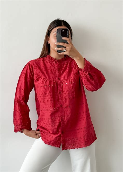 Red Chikankari Top – Closet by Payal