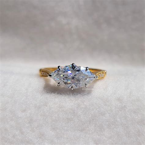 1.5 Ct East West Marquise Lab Grown Vintage Engagement Rings - Riant ...