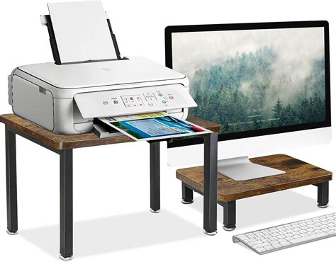 Buy Desktop Printer Stand with Monitor Stand Set of 2, Desktop Stand ...