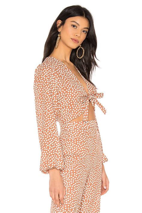RESA Cha Cha Crop Top in Terracotta Polka Dot | REVOLVE