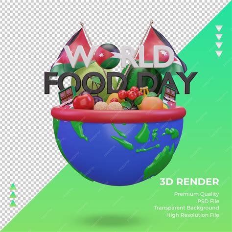Premium PSD | 3d world food day jordan rendering front view