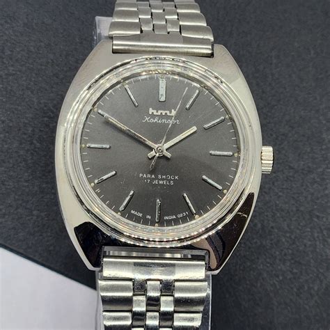 Vintage Original HMT Kohinoor Hand Winding 17 Jewels Gray Face Silver ...