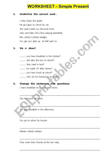 Image result for Present Simple Easy Exercises