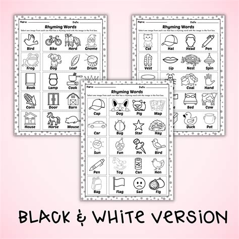 Rhyming Words Worksheets Kindergartners | National Poetry Month April ...