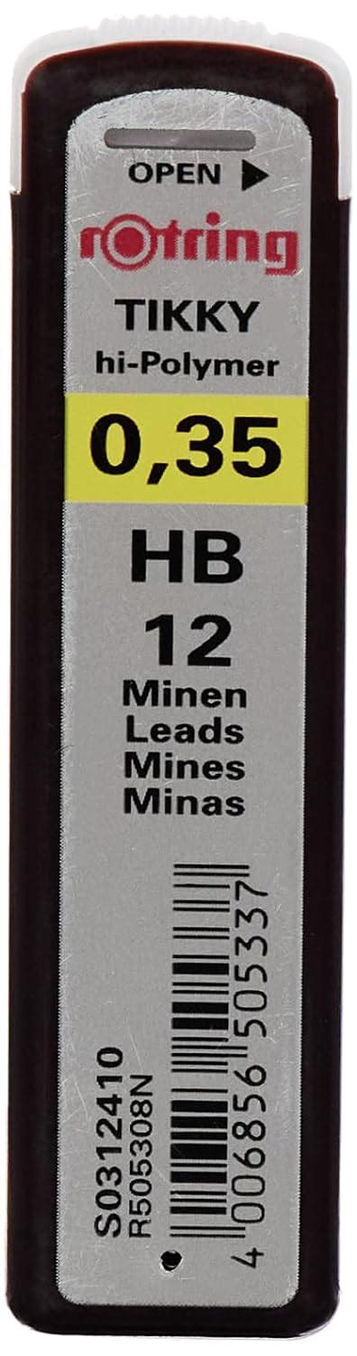 Rotring Replacement Leads for Tikky Mechanical Pencils - 0.35 MM Hard ...