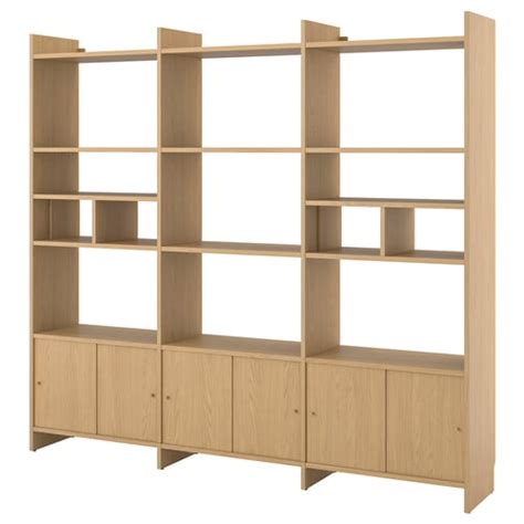 LÅDMAKARE storage combination w sliding doors, with 2 shelf inserts/oak ...