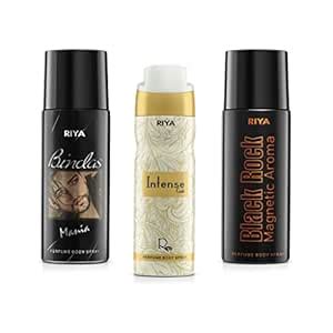 Buy Riya Bindas, Black Rock Body Spray 150 ml Each for Men And Intense ...
