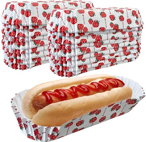 Amazon.com | 200Pcs Home Paper Hot Dog Trays- 6.49” Rectangular Fluted ...