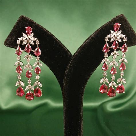 Pink Tourmaline and American Diamond Earrings – NoorESandook