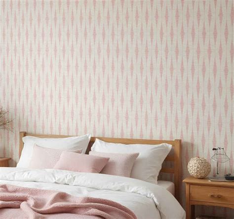 pastel pink rabaul ikat geometric wallpaper