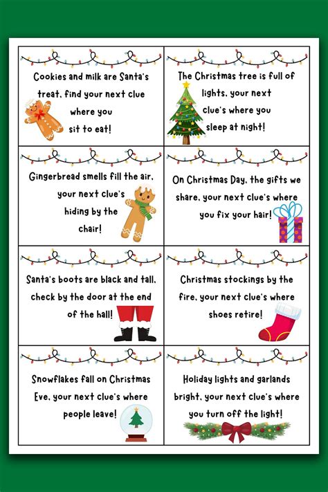 Free Christmas Scavenger Hunt Printable Game Clues