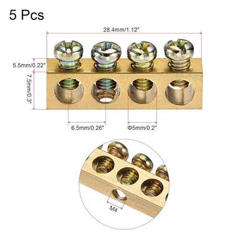 Buy MECCANIXITY Terminal Ground Bar Screw Block Barrier Brass 4 ...