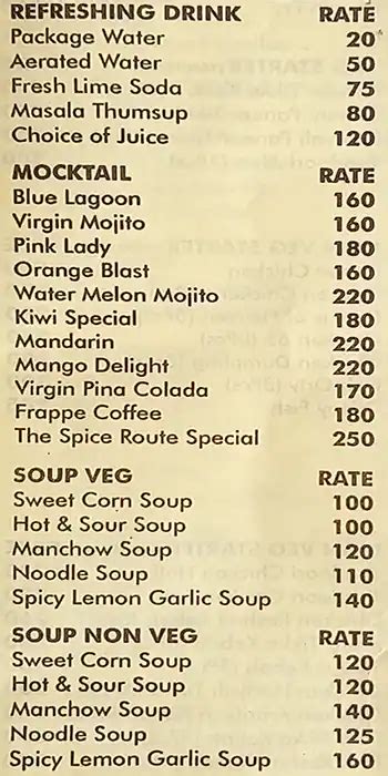 Menu at THE SPICE ROUTE - Multi Cuisine Restaurant, Kolkata