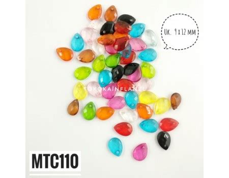 MTC110 Mote Akrilik Tetes Pipih kecil warna warni (1 bungkus isi 30 ...