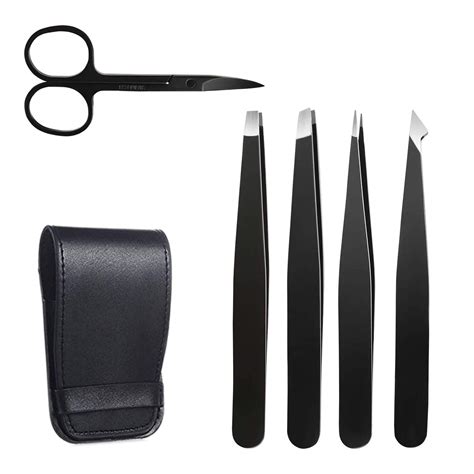 Tweezers Set-5 Pieces Professional Stainless Steel Tweezers with Curved ...