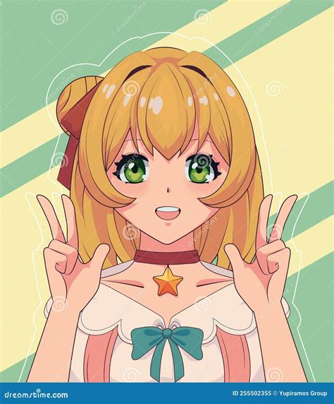 Anime happy girl stock vector. Illustration of comic - 255502355