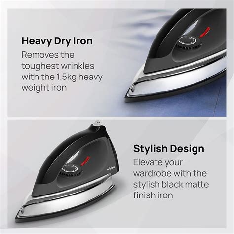 Buy Wipro Vesta 1000 Watts Dry Iron (Anti-bacterial Soleplate, VJ121100 ...