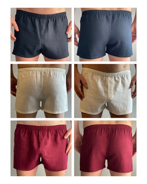 Men's Boxers Linen Sleep Shorts White Underpants for Men Organic Boxer ...