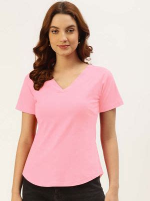 Buy BRINNS Pink V-Neck Pure Cotton T-Shirt (3XL) Online