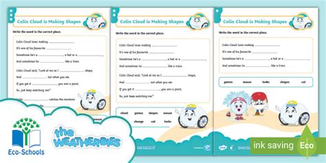FREE! - The Weatherbies Colin Cloud is Making Shapes Cloze Procedure