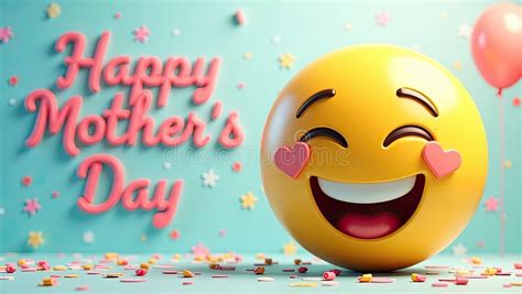 Cheerful Emoji Celebrating Happy Mother S Day with Balloons and ...