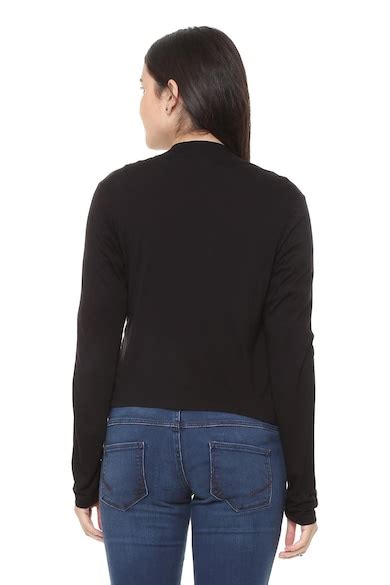 Buy Women Black Solid Long Sleeves Shrug Online - 310512 | Allen Solly