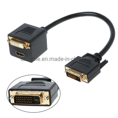 DVI Splitter 1 to 2 Port HDMI Female DVI Y Cable Adapter - DVI Cable ...