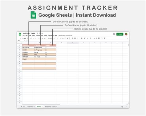 Google Sheets Homework Tracker Template