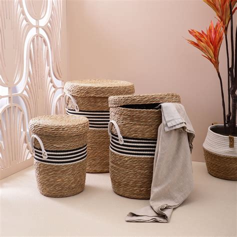 Jute Laundry Basket with Lid and Handle (Single)
