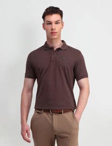 Arrow Sport Solid Men Polo Neck Brown T-Shirt - Buy Arrow Sport Solid ...