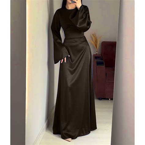 OSFVNOXV Satin Silk Evening Dress for Women High Waisted Lace Up Long ...