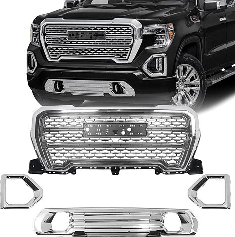 Amazon.com: VLINCAR Grille Set 4pcs Compatible with GMC Sierra 1500 AT4/Denali 2019 2020 2021 ...