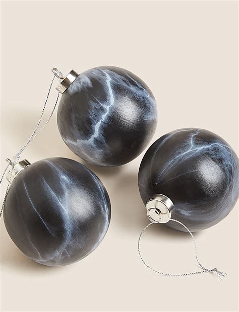Buy 3pk Marbled Ceramic Baubles at Marks & Spencer