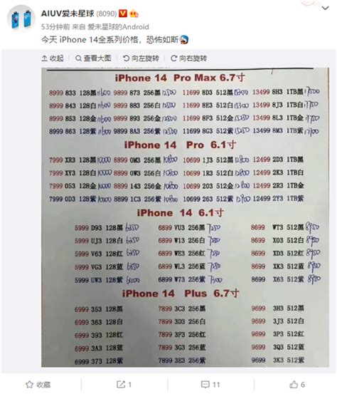 苹果14手机图片及价格（苹果14手机价格表最新2022）