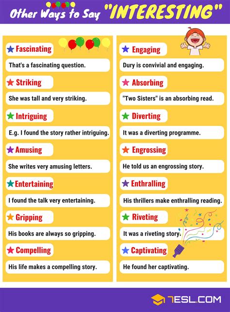 200+ Synonyms for "Interesting" | Another Word for “Interesting" • 7ESL