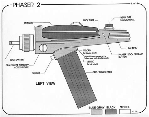 Type 2 Phaser - Original Series Left Side View | Star trek phaser, Star ...