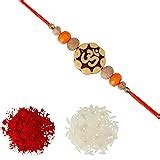 Buy Aheli Rakhi OM Wooden Beads Rakhi for Men with Greeting Card and ...