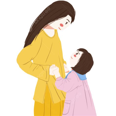 Mother And Daughter Clipart Vector, Mother And Daughter Holding Hands ...