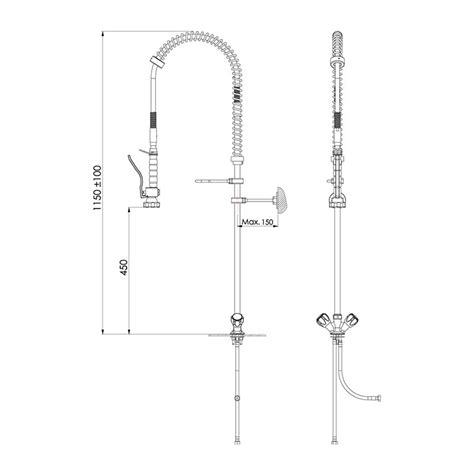 Liva Gaz 001 Counter Mounted Shower Spray Unit with Intermediate Tap ...