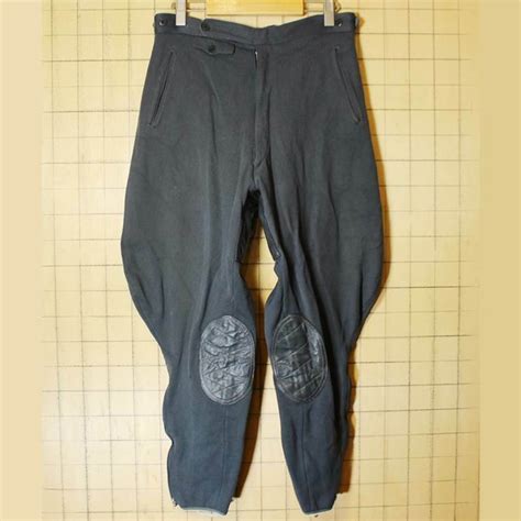 50s-60s ドイツ ジョッパーズ ウールパンツ フェイクレザー グレー メンズ31インチ相当 乗馬 euro ヨーロッパ古着 ...
