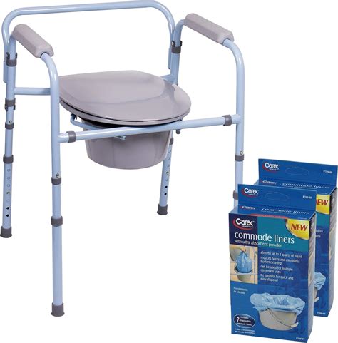 Amazon.com: Carex 3-in-1 Folding Bedside Commode with 14 Pack Commode ...