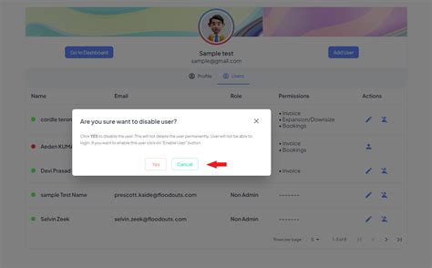 Enable/Disable the users