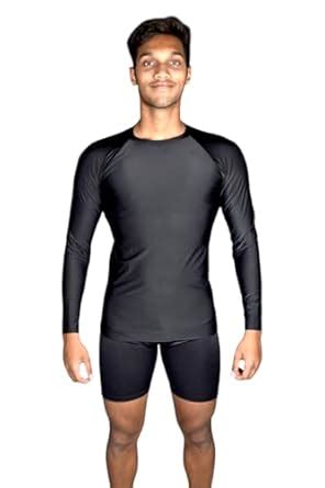 Aqua Holic Men's Swimming Full T-Shirt & Short | Rash Guard Set Black ...